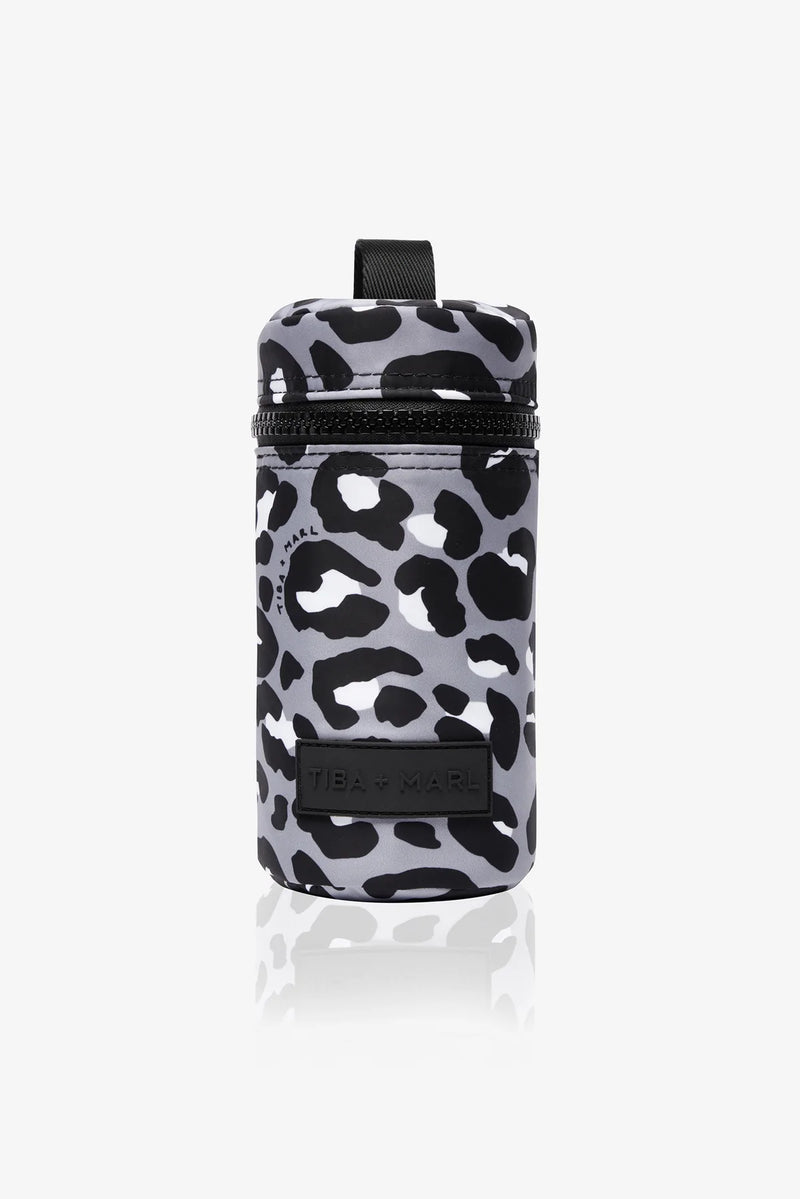 Insulated Bottle Holder Black / Grey Leopard Print